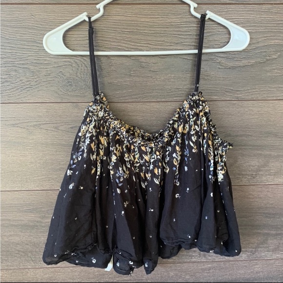 NWT Free People Instant Crush Camisole Floral Tank Black Gold Size Small - Picture 8 of 10